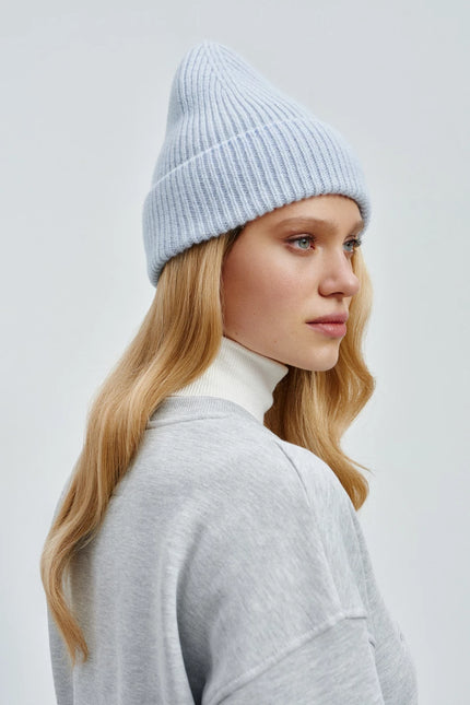 Cashmere knitted beanie hat