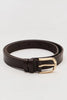 Brown leather belt with gold buckle