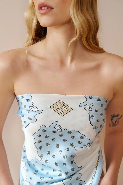 Blue artificial silk scarf 