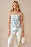 Blue artificial silk scarf 