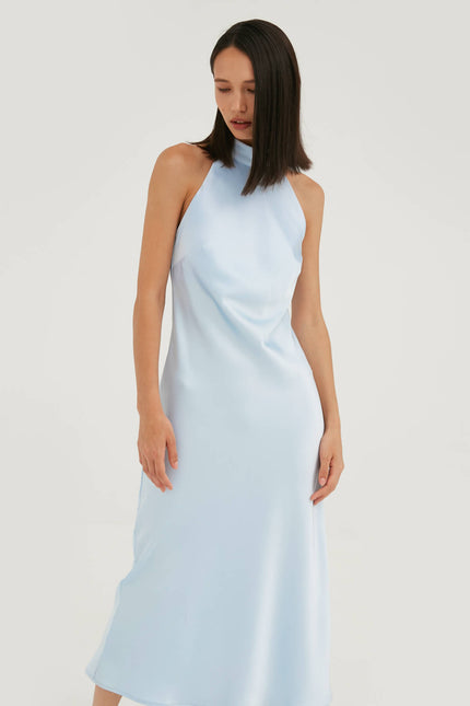 DRESS WITH A HIGH COLLAR