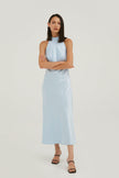DRESS WITH A HIGH COLLAR