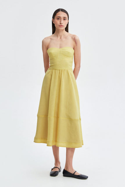OFF-THE-SHOULDER CHIFFON MIDI DRESS